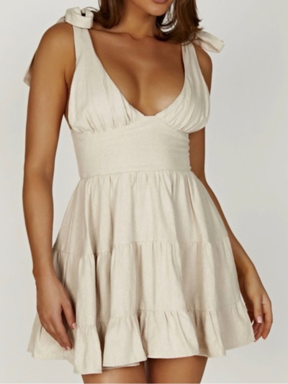 NWOT MESHKI Aurelia Linen Mini Dress